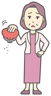  お金持ちマダム-155-全身 金欠,おばさん,中年,女性,富裕層,マダム,裕福,お金持ち,ミセス,おばちゃんのイラスト素材