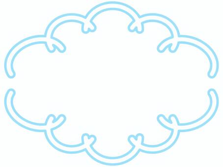 雲・ポップな水色ラインアートフレーム 雲,フレーム,飾り枠,ネオン,光る,線画,曲線,ポップ,モダン,レトロのイラスト素材