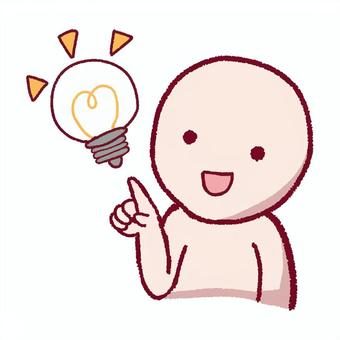 電球付き・閃いた人 ひらめき,人物,電球,アイデア,発想,解決,気づき,解説,インスピレーション,解決策のイラスト素材