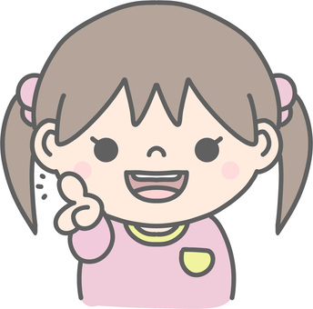 指差しをする幼い女の子のイラスト 指差し,ポイント,女の子,子供,幼児,かわいい,シンプル,パステル,気づき,１のイラスト素材