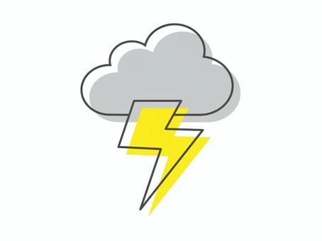 シンプルな雷のお天気イラスト シンプルな雷のお天気イラスト 天気,雷,稲妻,雲,アイコン,ベクター,カラー,図形,線画,天気予報のイラスト素材
