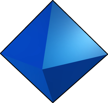 正八面体 幾何学,図形,立体,八面体,正八面体,青色,セルリアンブルー,蛍光色,3dcg,デフォルメのイラスト素材