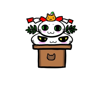 猫型鏡餅 正月,置物,猫のイラスト素材