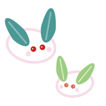 雪うさぎ（うさぎ） 雪うさぎ,葉,実,雪,横向き,全身,白色,緑色,赤色,ピンク色のイラスト素材