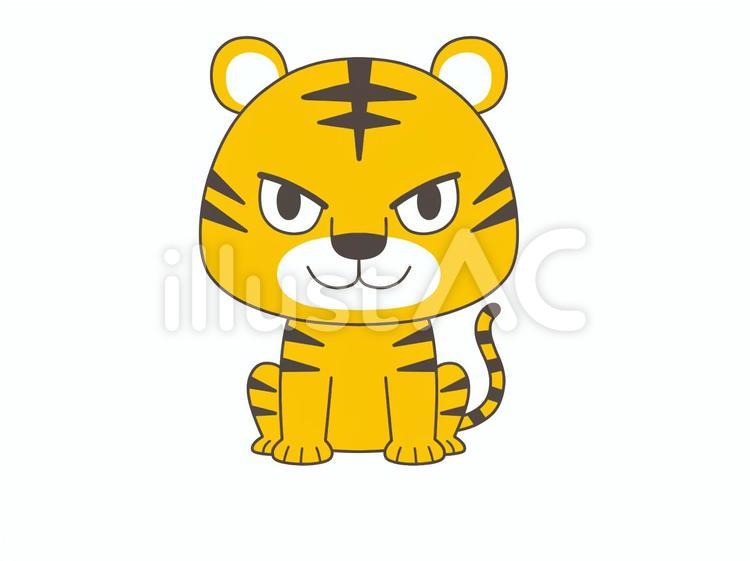 座ってこっちを見ているトラさん トラ,寅,虎のイラスト素材