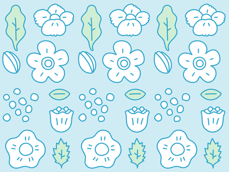 北欧風花柄ブルー 北欧風,北欧柄,花,花柄,シンプル,ラッピング,包装紙,背景,パターン,柄のイラスト素材