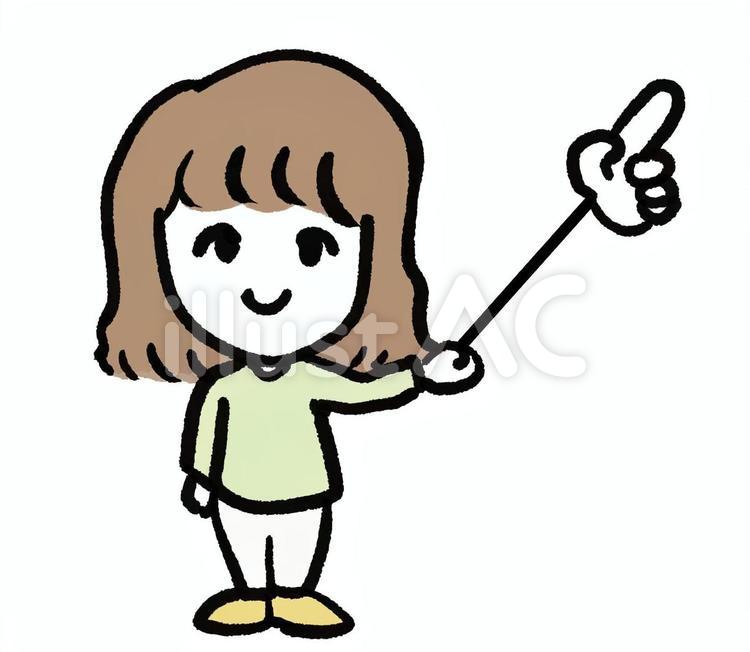 矢印を持つ女性のイラスト 女性,人物,矢印のイラスト素材