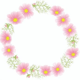 Cosmos frame circle _ 2, cosmos, autumn cherry blossoms, picture frame, JPG, PNG and AI