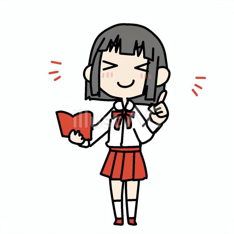 冊子を片手に教えるうれしい少女 小学生,教える,楽しいのイラスト素材