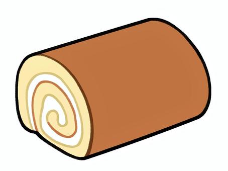 手書き_ロールケーキ_02 ロールケーキ,ケーキ,焼き菓子,生クリーム,スポンジ,ふわふわ,しっとり,渦巻き,断面,カットのイラスト素材