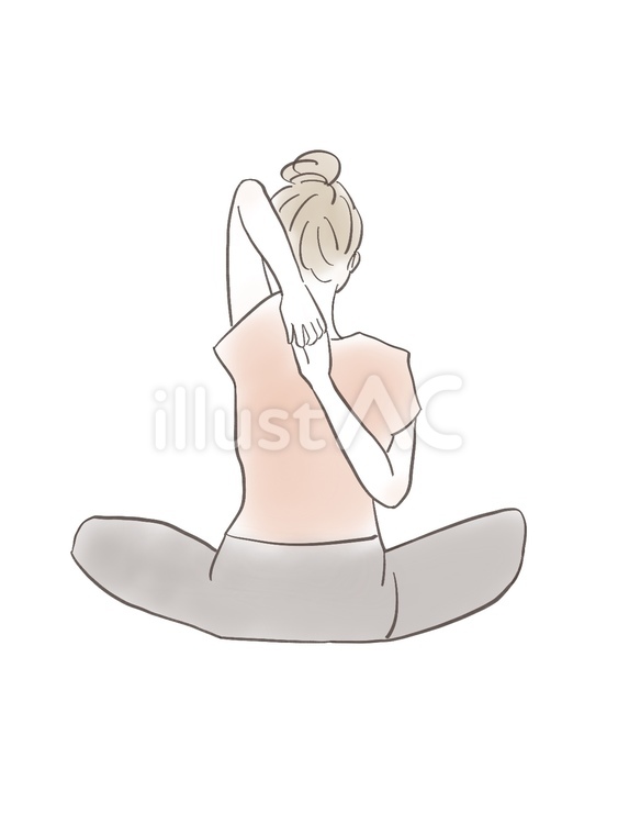 背中で手を組む　肩甲骨ほぐし 健康,美容,ストレッチのイラスト素材