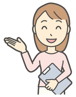  ロングヘア女性-158-バスト バインダー,女性,女の子,人物,かわいい,ファイル,手かざし,こちら,どうぞ,説明のイラスト素材