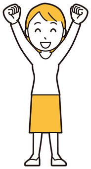  ロングヘア女性(黄)-137-全身