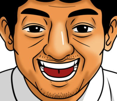 笑顔のドアップアフロ社員 笑顔,ドアップ,男性,人物,アフロ,会社員,ヒゲのイラスト素材