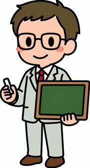 グレーの男性の先生です。 授業,先生,シンプル,教師,学び,勉強,指導,学習,説明,学ぶのイラスト素材