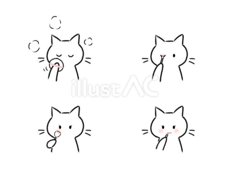 化粧をしている猫 猫,メイク,化粧品のイラスト素材