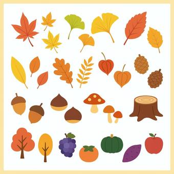 Illustration, sonbahar mevsimi, sonbahar yaprakları, ginkgo, 