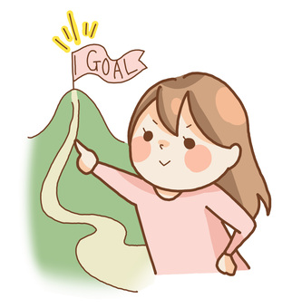 ゴールを目指す女の子 ゴール,目標,目標設定,目的,将来,未来,達成,希望,目指す,ビジョンのイラスト素材