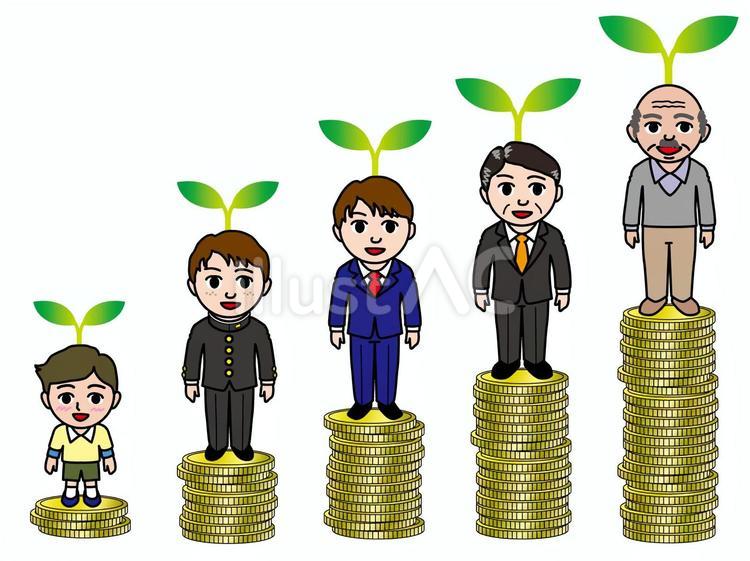 壱A：新NISA投資_揺籠から墓場まで 若葉,人生,生涯のイラスト素材