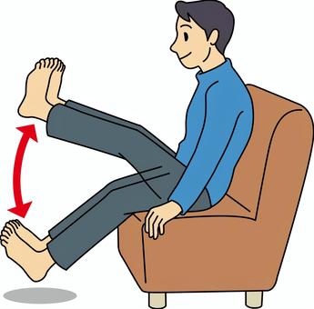 ソファーでながら運動する男性 ストレッチ,男性,足上げ,ソファー,ながら運動のイラスト素材