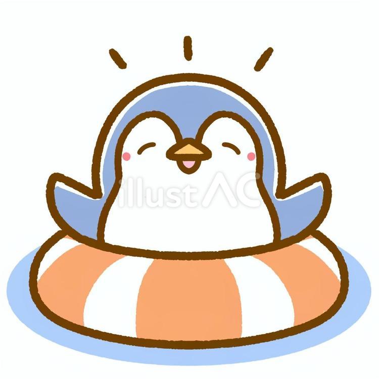 うきわぷかぷかのペンギン ペンギン,動物,生き物のイラスト素材