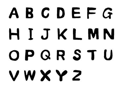 アルファベット アルファベット,英語,文字絵,セット,pop調,手描きのイラスト素材