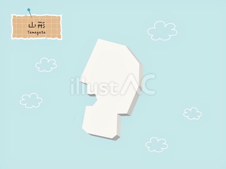 3Dがかわいい日本地図-06【山形】 地図,山形,日本のイラスト素材