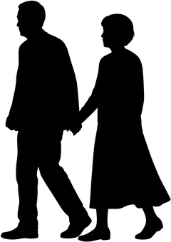 シニア夫婦のシルエット シニア,夫婦,カップル,高齢者,高齢夫婦,シルバー世代,散歩,仲良し,老人,セカンドライフのイラスト素材
