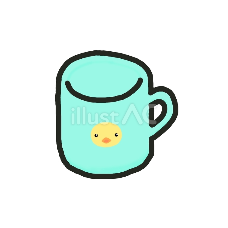 赤ちゃんのコップ(うす緑色・ひよこ) コップ,プラコップ,１つのイラスト素材