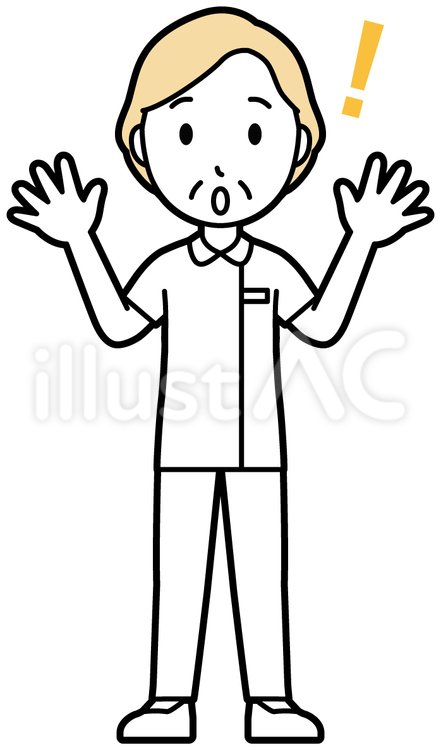  高齢看護師(黄)-149-全身 気づく,プラチナナース,看護師のイラスト素材