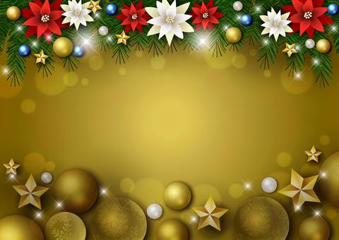Christmas25145 ポインセチア,星,雪,結晶,キラキラ,オーナメント,クリスマス,スター,玉,ボールのイラスト素材