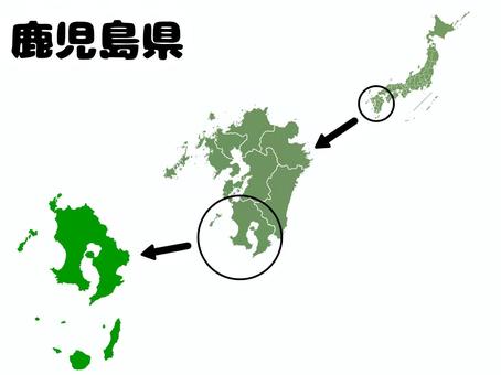 鹿児島県 鹿児島,県,地図,九州,地方,都道府県,マップ,日本,日本列島,南九州のイラスト素材