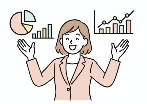 説明する女性ビジネスマンのプレゼン 女性,働く,人物,ビジネス,パステルカラー,ビジネスマン,投資,プレゼンテーション,金融,スーツのイラスト素材