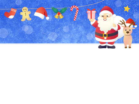 クリスマスの背景、フレーム43 クリスマスの背景、フレーム43 フレーム,クリスマス,サンタクロース,トナカイ,背景,手描き,水彩,かわいい,オーナメント,お知らせのイラスト素材