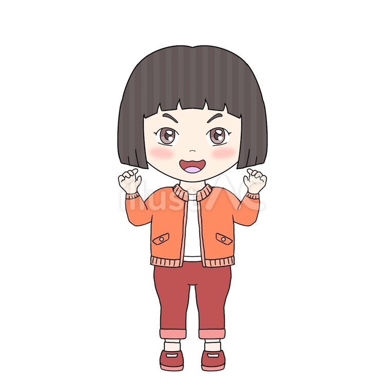 がおーのポーズをする女の子 人物,全身,正面のイラスト素材