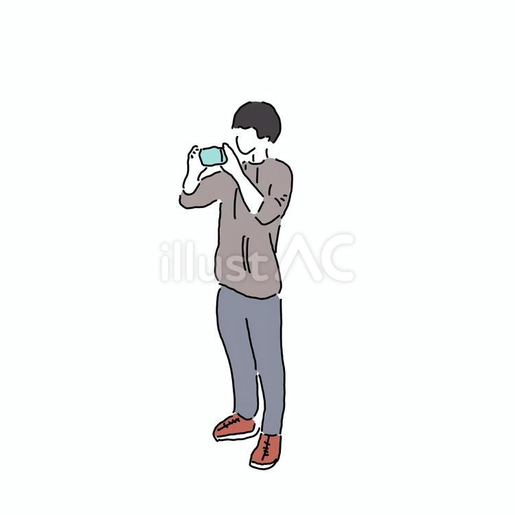 写真撮る人 人物,男性,写真のイラスト素材