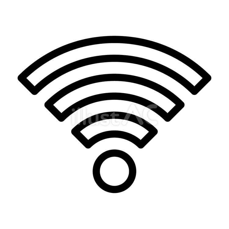 白ベタ黒フチのWi-Fi電波マーク wi-fi,無線lan,電波のイラスト素材