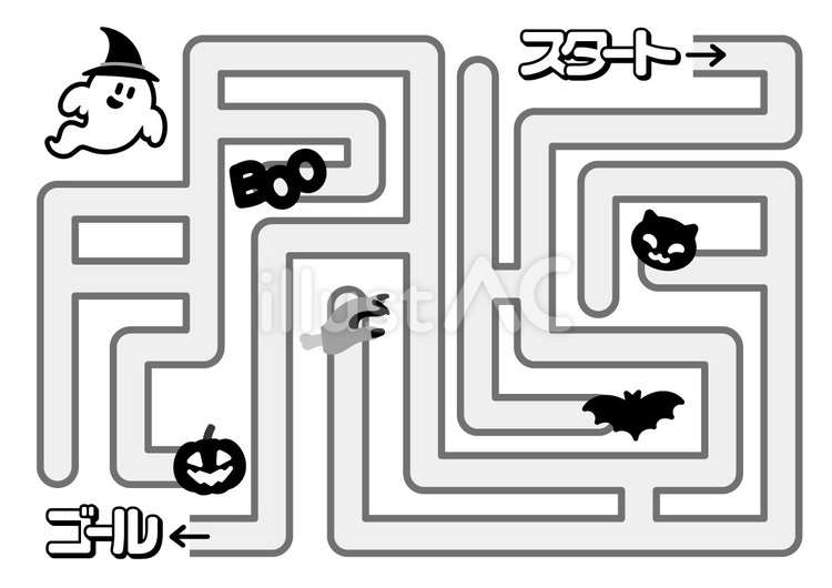 無料のハロウィンなめいろ（簡単） ハロウィン,めいろ,迷路のイラスト素材
