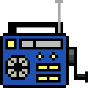 Illustration, hand-held radio, blue, radio, 