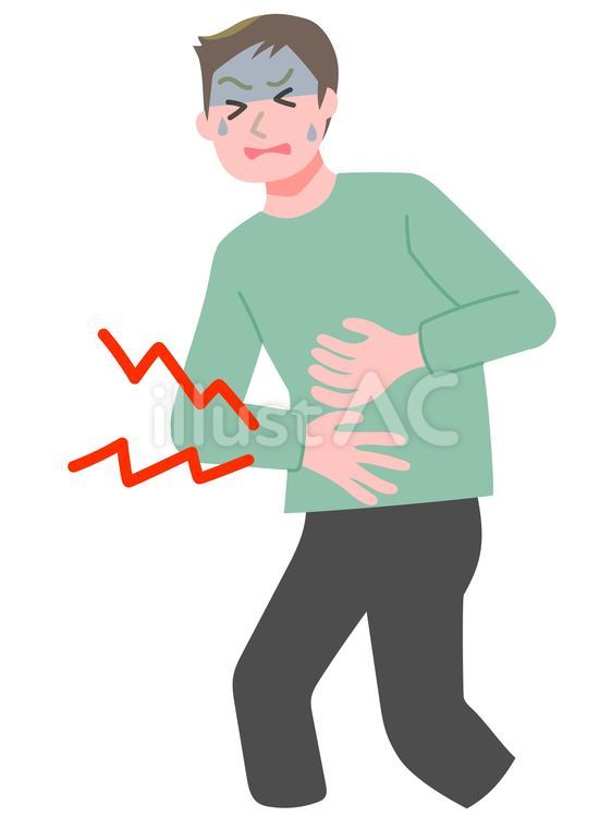 腹痛に苦しむ男性 痛み,腹痛,胃痛のイラスト素材