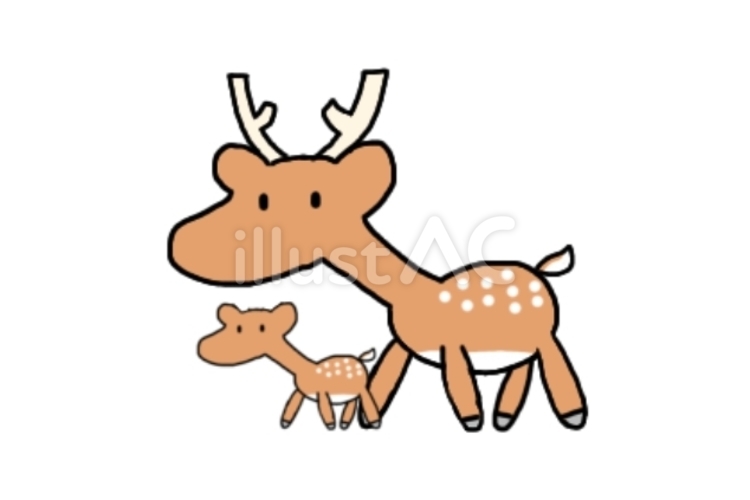 落書き風鹿の親子イラスト - No: 25661967｜無料イラスト
