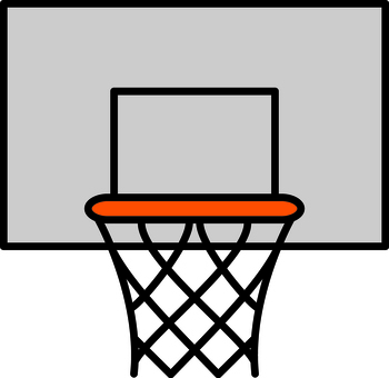 グレーのバスケットゴールです。 バスケットボール,シンプル,ゴール,ネット,バックボード,シュート,ダンク,屋外,室内,体育館のイラスト素材