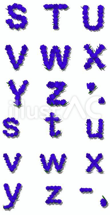 ペパクラ風　バラ　青　英語　影付き 文字,アルファベット,字のイラスト素材