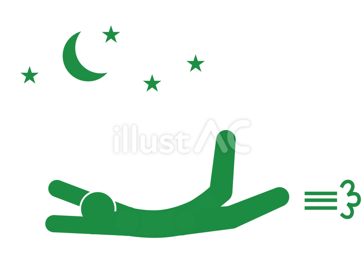 月や星が出る夜に勢いよく転ぶ人（緑） 転ぶ,転倒,倒れるのイラスト素材