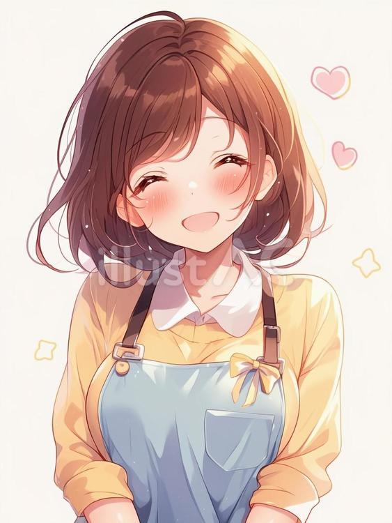 エプロンをした笑顔の女性イラスト - No: 25323197｜無料イラスト