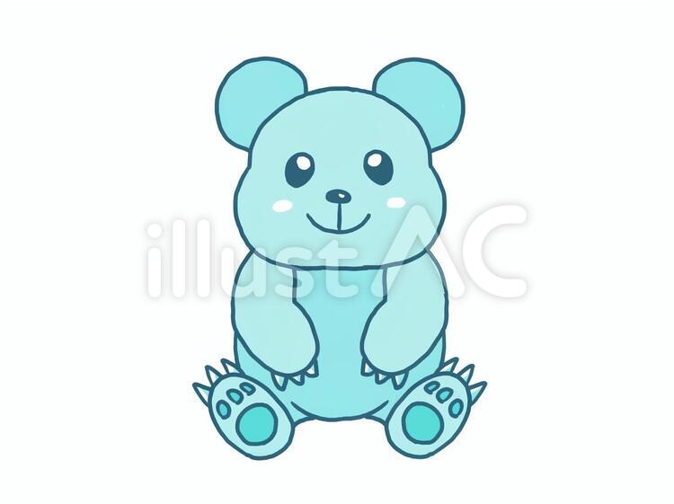 くま(水色) 熊,テディベア,動物のイラスト素材