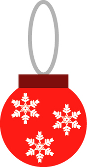 結晶模様のオーナメントのイラスト 飾り,オーナメント,丸い,カラー,赤,雪,結晶,模様,紐付き,クリスマスのイラスト素材