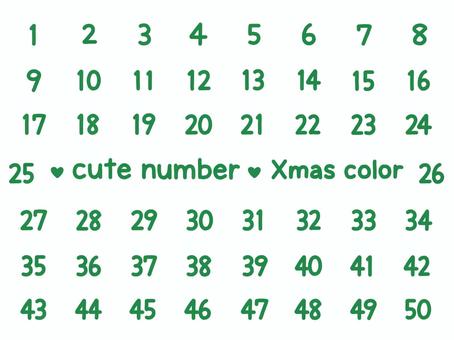 かわいい数字セット（Xmasカラー） 数字,番号,クリスマス,クリスマスカラー,12月,セット,素材,パーツ,シンプル,かわいいのイラスト素材