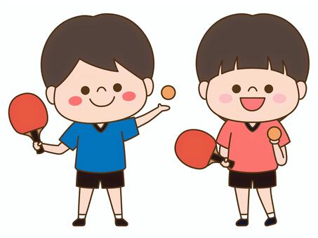 学校部活人物イラスト＜卓球部＞ 卓球,テーブルテニス,スポーツ,部活,クラブ,クラブチーム,習い事,運動,運動部,ラケットのイラスト素材