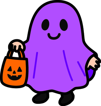 紫のシーツお化けです。